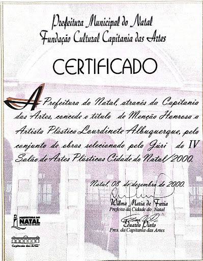 Menção Honrosa no IV Salão de Artes Plásticas